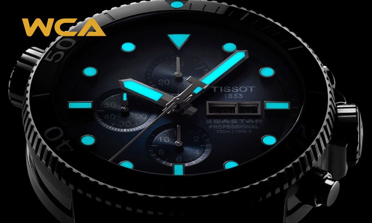 Dạ quang trên đồng hồ Tissot chính hãng thường sáng đều, rõ nét và không lem