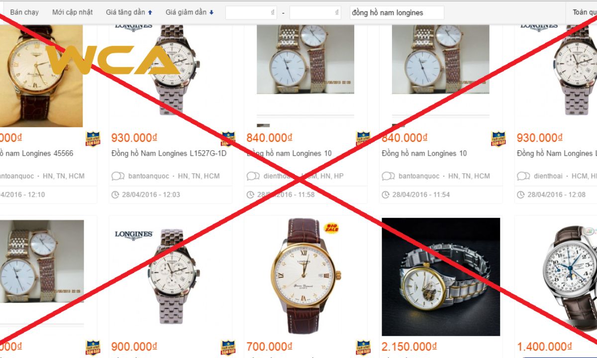 Đồng hồ giả được rao bán online thường sử dụng hình ảnh thật và thông tin thiếu minh bạch